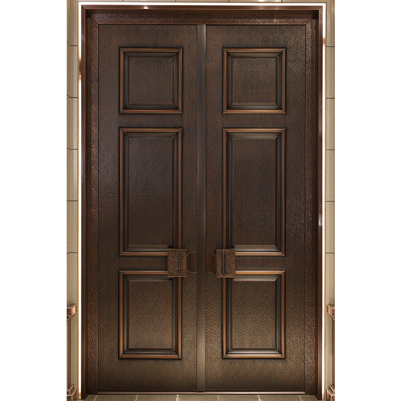 Puertas exteriores Lujosa puerta doble de cobre con estilo Art Deco para la entrada de villas Puerta de bronce artística