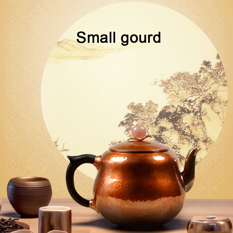 Hervidor de cobre hecho a mano, 0,26 l, pequeño hervidor de calabaza, hervidor individual doméstico para hacer té