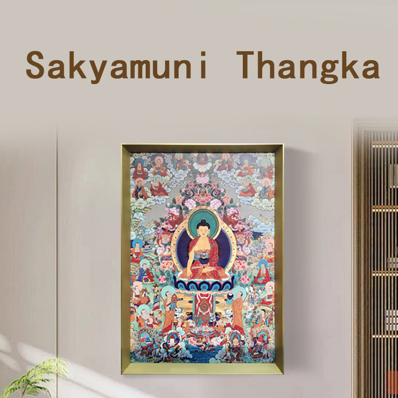 Placa de cobre decorativa con forma de thangka Sakyamuni, ideal para decorar habitaciones