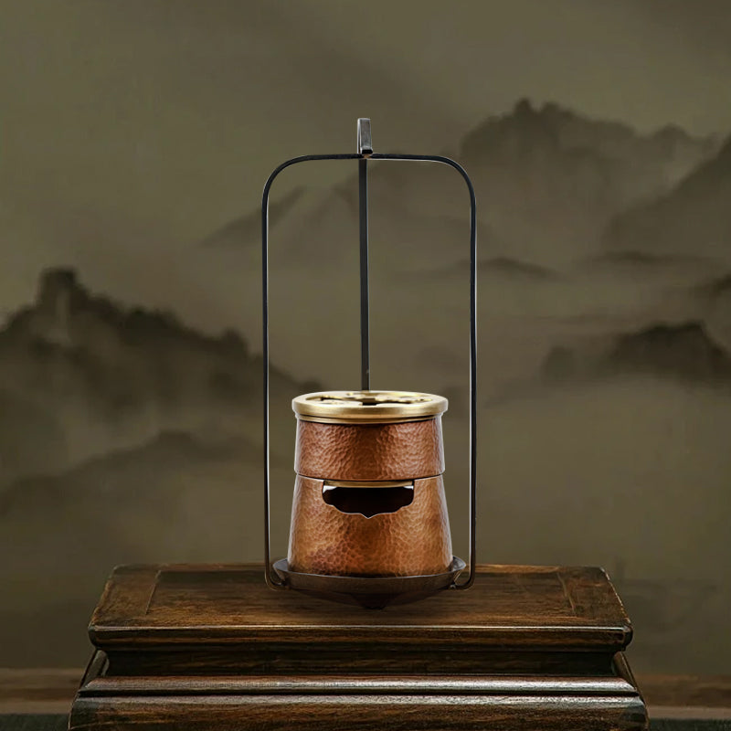 Four à charbon de bois en cuivre Petit poêle ménager pour réchauffer le thé et faire bouillir l'eau