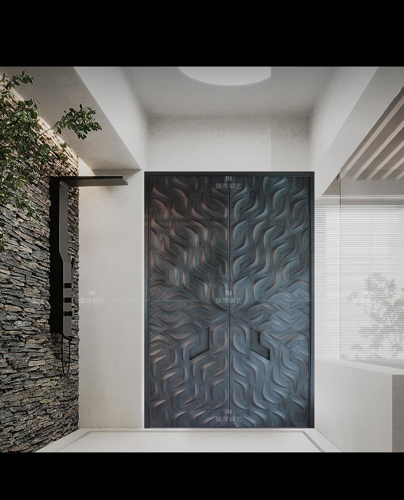 Luxury pure copper door villa door smart lock double open courtyard door in prime of life