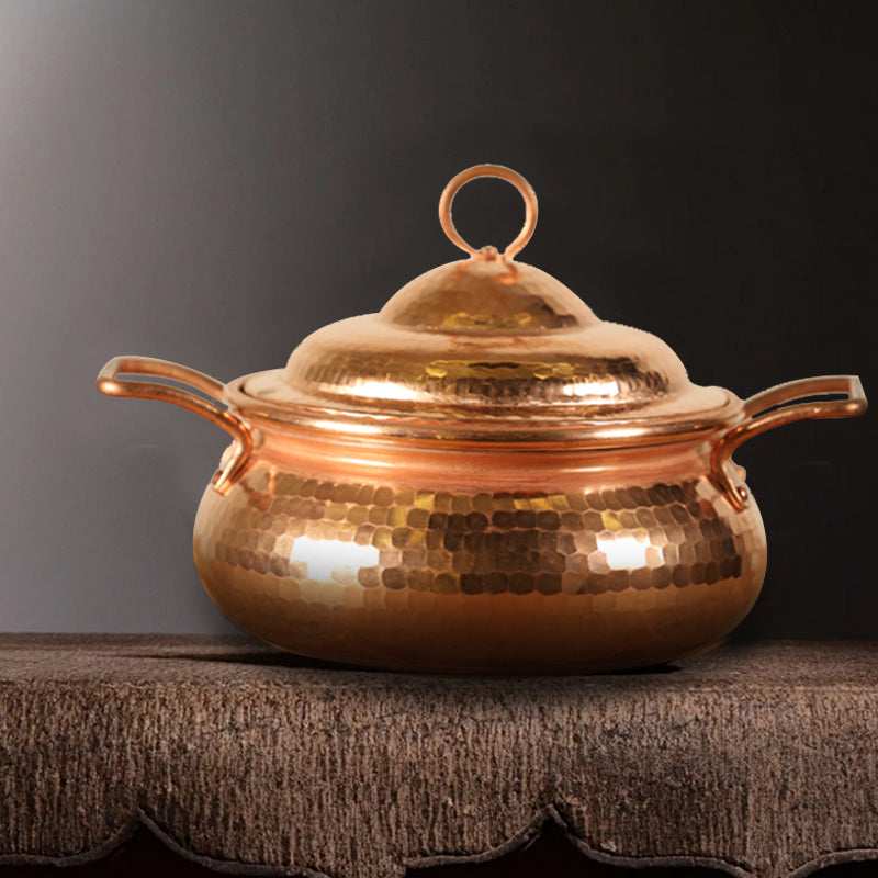 Olla de cobre hecha a mano, olla doméstica de estilo tradicional