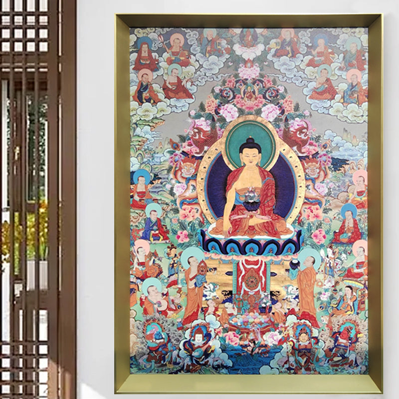 Placa de cobre decorativa con forma de thangka Sakyamuni, ideal para decorar habitaciones