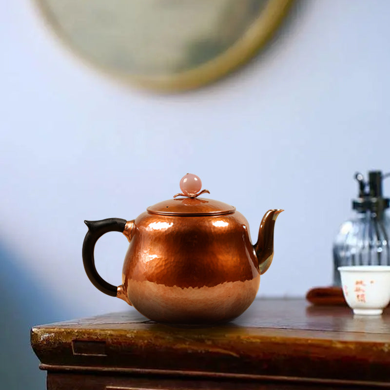 Hervidor de cobre hecho a mano, 0,26 l, pequeño hervidor de calabaza, hervidor individual doméstico para hacer té
