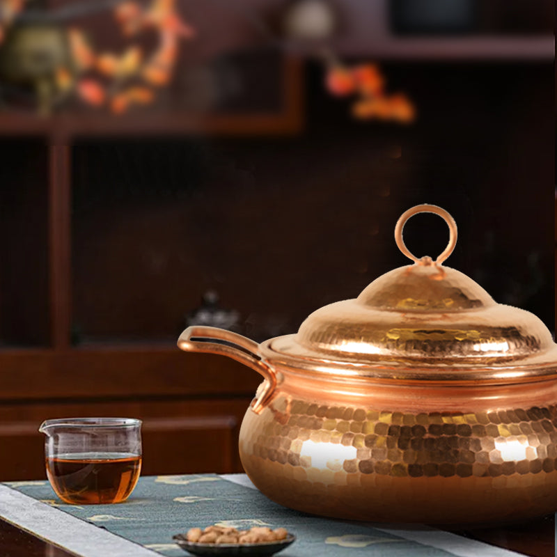 Olla de cobre hecha a mano, olla doméstica de estilo tradicional