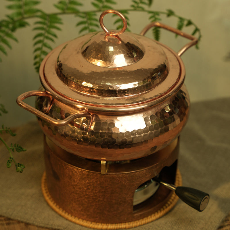 Olla de cobre hecha a mano, olla doméstica de estilo tradicional