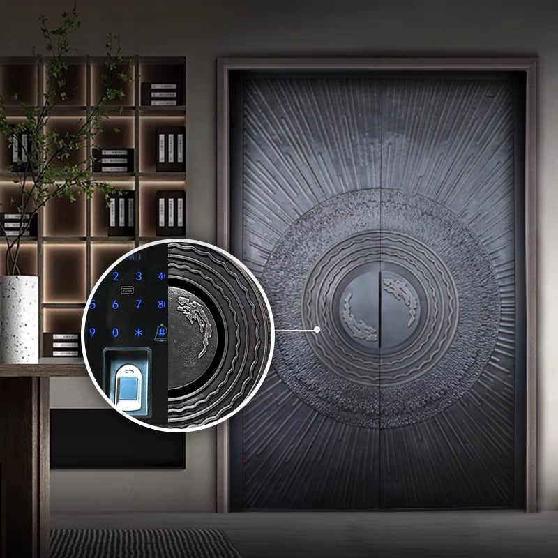 Copper Traditional Handcraft Villa Double Entry Door Anti-theft Courtyard Entrance Household Copper Swing Door Chinese-style Asymmetrical double door