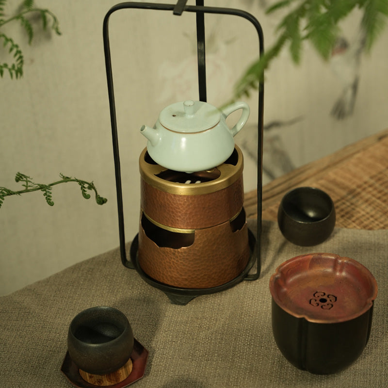 Four à charbon de bois en cuivre Petit poêle ménager pour réchauffer le thé et faire bouillir l'eau