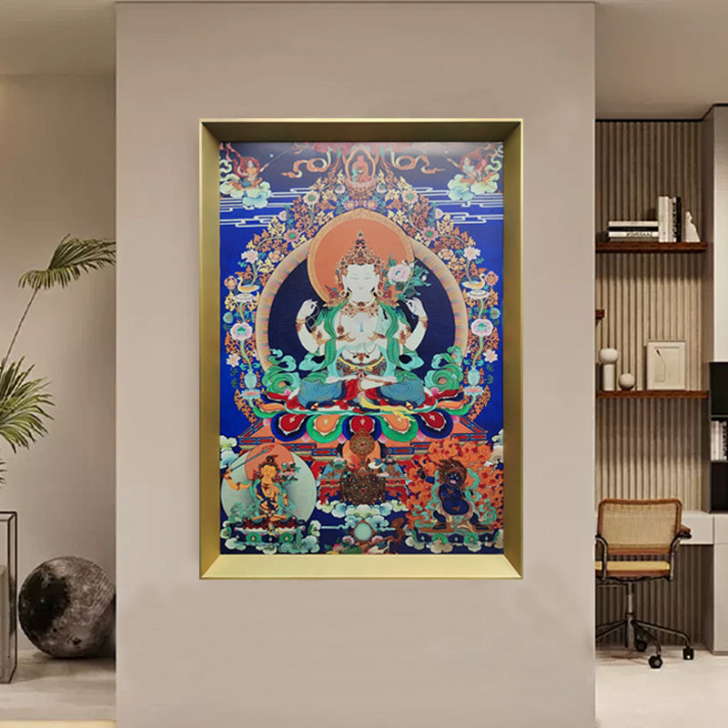 Placa de cobre decorativa con forma de thangka Sakyamuni, ideal para decorar habitaciones