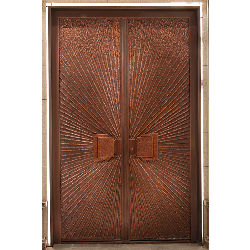 Exterior Doors Luxurious Copper Double Door with Art Deco for Villas Entry Door A thousand pieces of red color