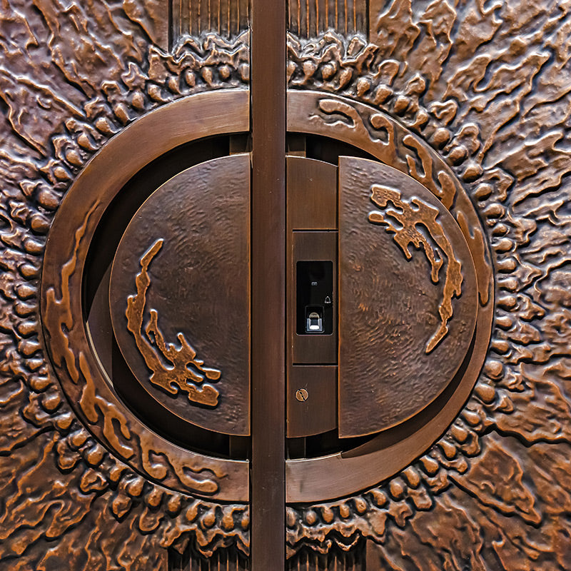 Exterior Doors Luxurious Copper Double Door with Art Deco for Villas Entry Door The sun shines brightly