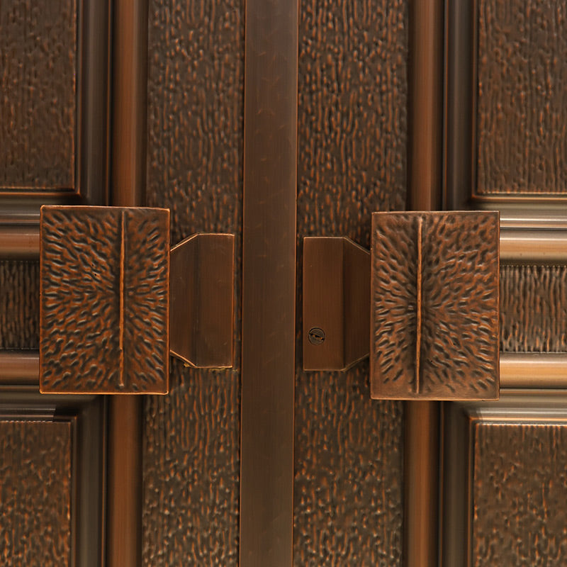 Puertas exteriores Lujosa puerta doble de cobre con estilo Art Deco para la entrada de villas Puerta de bronce artística