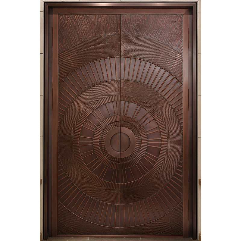 Puertas exteriores Lujosa puerta doble de cobre con estilo Art Deco para la puerta de entrada de villas Sinosin