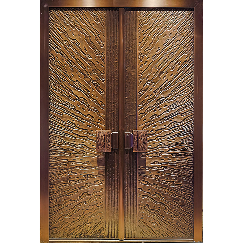 Puertas exteriores Lujosa puerta doble de cobre con estilo Art Deco para la puerta de entrada de villas Gran mundo
