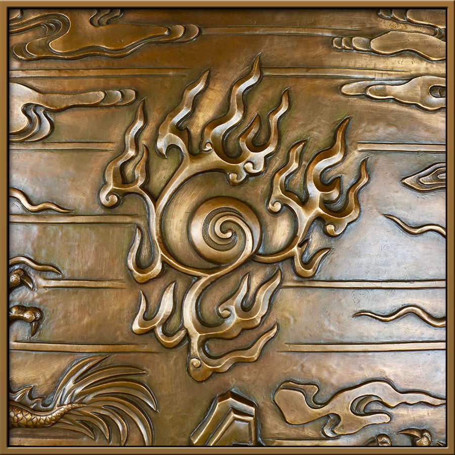 Plaque murale traditionnelle chinoise vintage à deux dragons et poutres