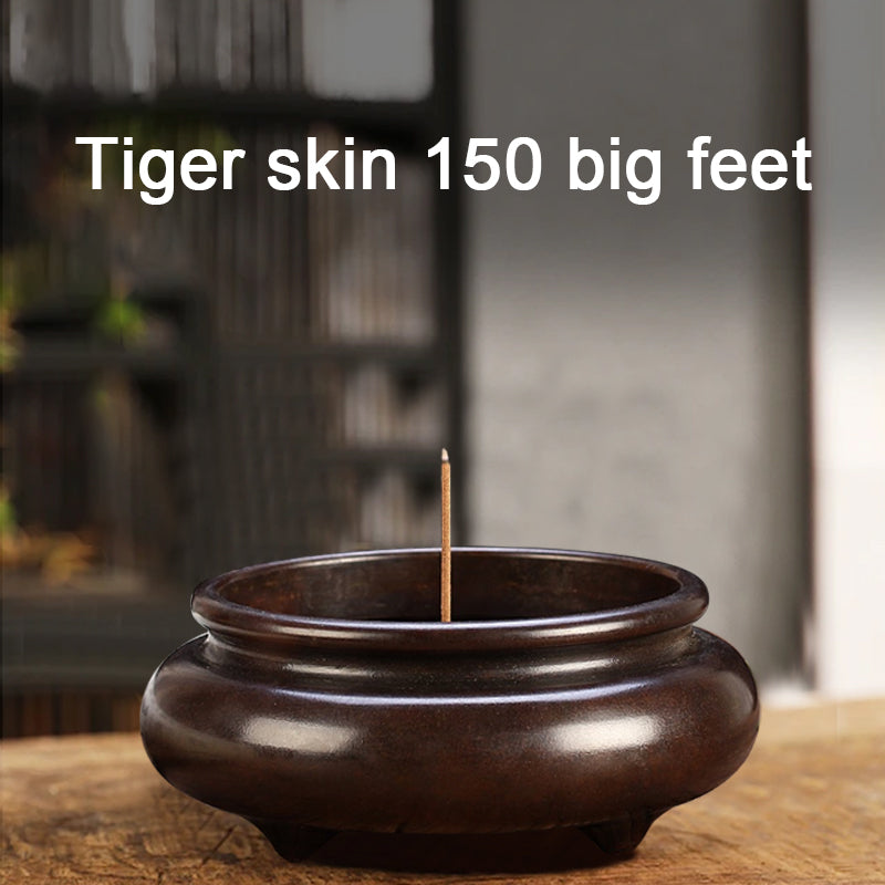 Incense burner handmade Tiger skinned 150 big feet brass furnace