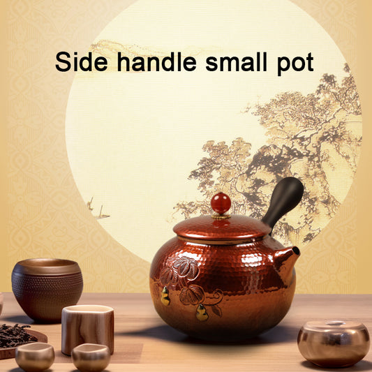 Hand-carved copper kettle side handle small kettle household single kettle boiling teapot thickened tea set