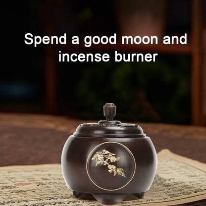 Spend a good moon Handmade Household Copper incense burner for Stick/Tower or Coil Incense