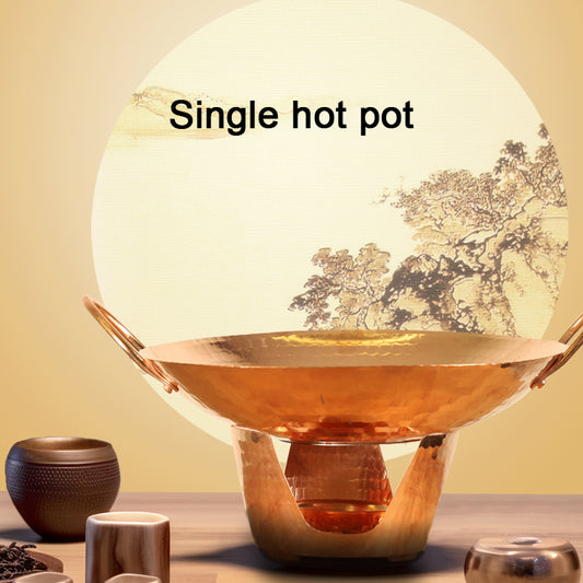 Single Hot Pot Handmade Copper Hot Pot Induction Cooker Hot Pot Small Copper Pot Household Small Stove Hot Pot