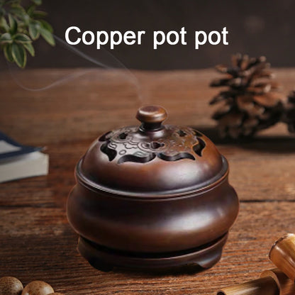 Copper Tripod Stove incense burner with Ruyi pattern