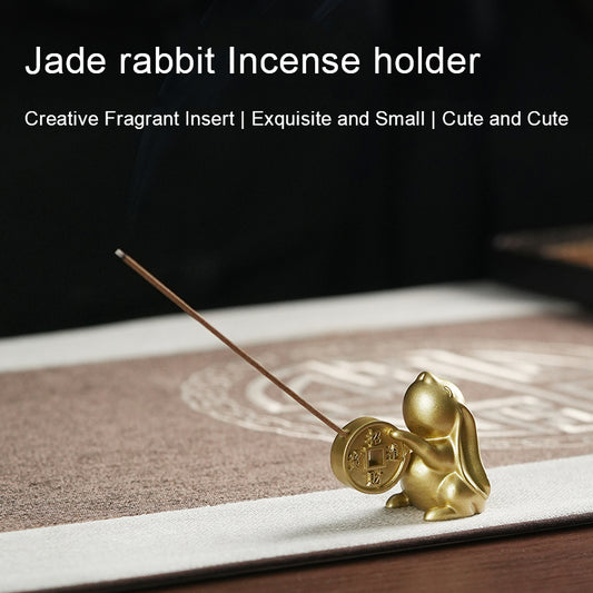 Jade rabbit Handmade Cooper Incense holder