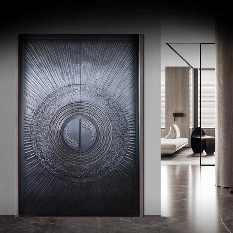 Copper Traditional Handcraft Villa Double Entry Door Anti-theft Courtyard Entrance Household Copper Swing Door Chinese-style Asymmetrical double door