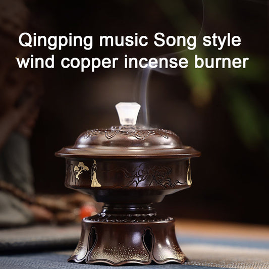 Copper handmade incense burner Qingping music Song style