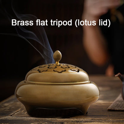 Brass flat tripod Handmade brass incense burner