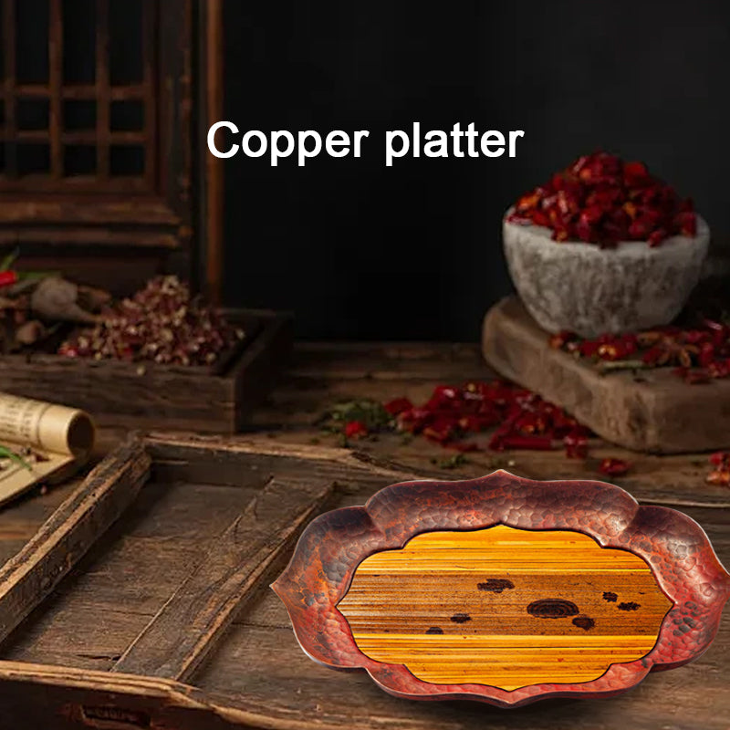 Begonia Sunflower Lotus shaped Hexagon Copper Dry bubble tray Tea Set Household