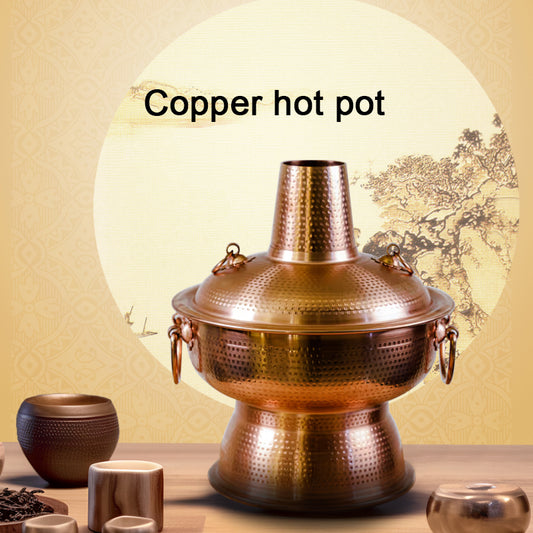 Chinese Hotpot Traditional Handmade Copper Hot Pot Induction Cooker Hot Pot Household Hot Pot