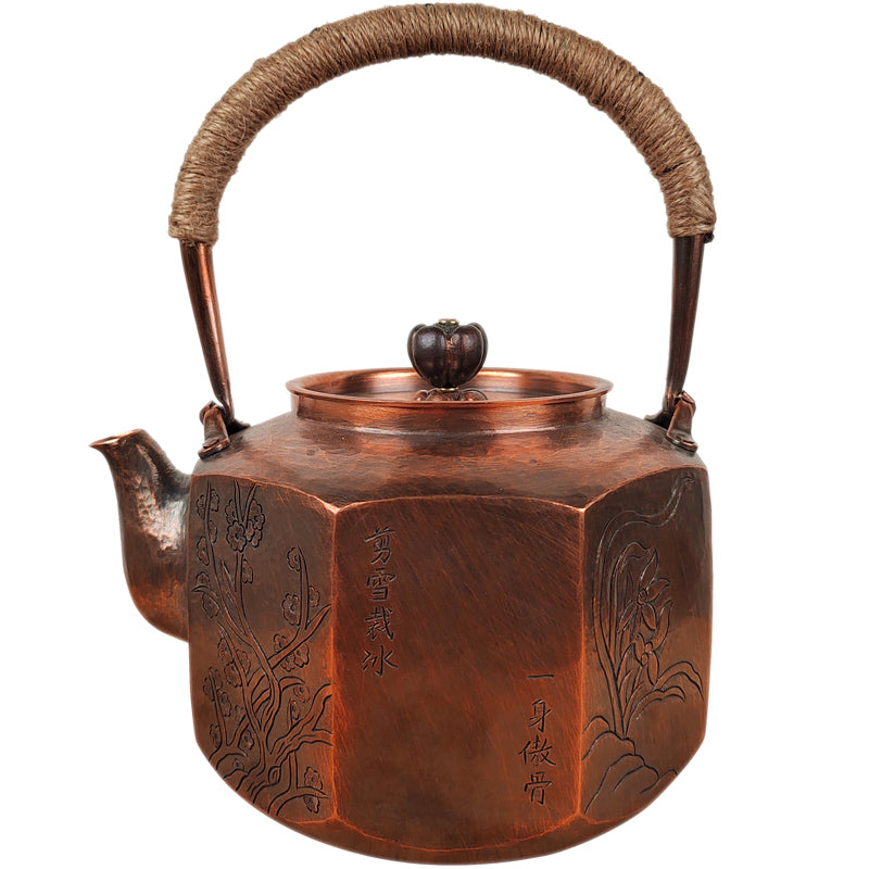 Eight sides 1.5L copper kettle handle cover anti-scalding cloth plain cotton and linen handmade insulation pad pure copper kettle silver kettle vintage Chinese style