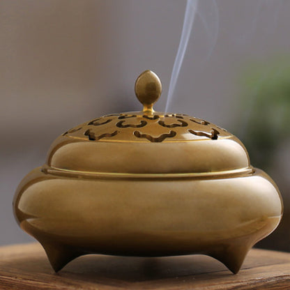 Brass flat tripod Handmade brass incense burner