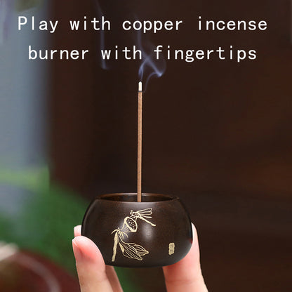 Yilan mini stove Handmade Household Copper incense burner for Stick or non-sticky Incense