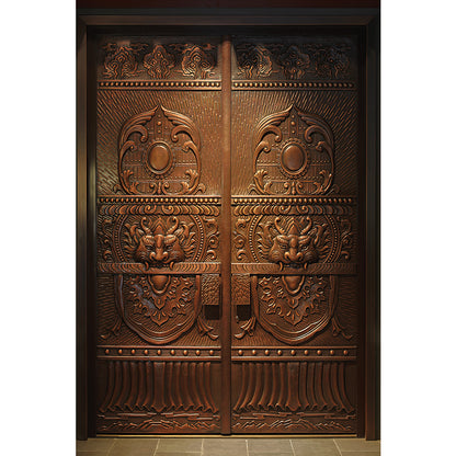 Exterior Doors Luxurious Copper Double Door with Art Deco for Villas Entry Door Homekeeper