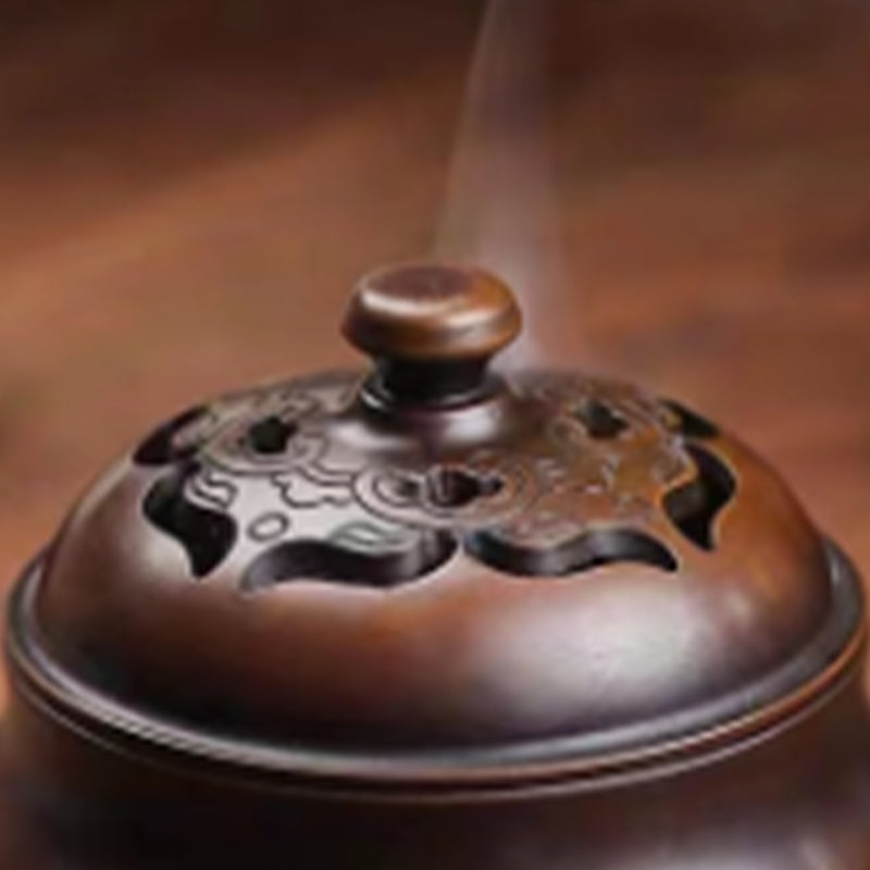 Copper Tripod Stove incense burner with Ruyi pattern