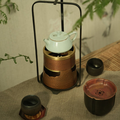 Four à charbon de bois en cuivre Petit poêle ménager pour réchauffer le thé et faire bouillir l'eau