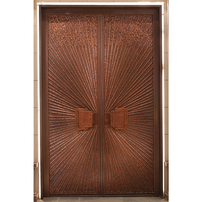 Exterior Doors Luxurious Copper Double Door with Art Deco for Villas Entry Door A thousand pieces of red color