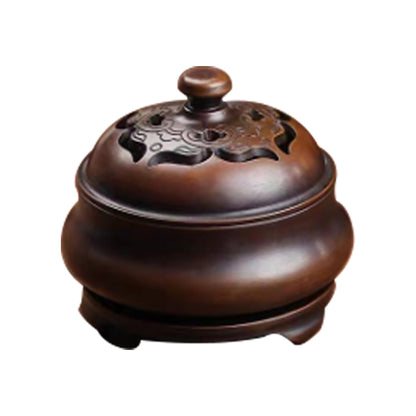 Copper Tripod Stove incense burner with Ruyi pattern