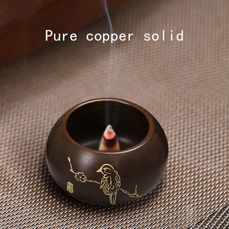 Yilan mini stove Handmade Household Copper incense burner for Stick or non-sticky Incense