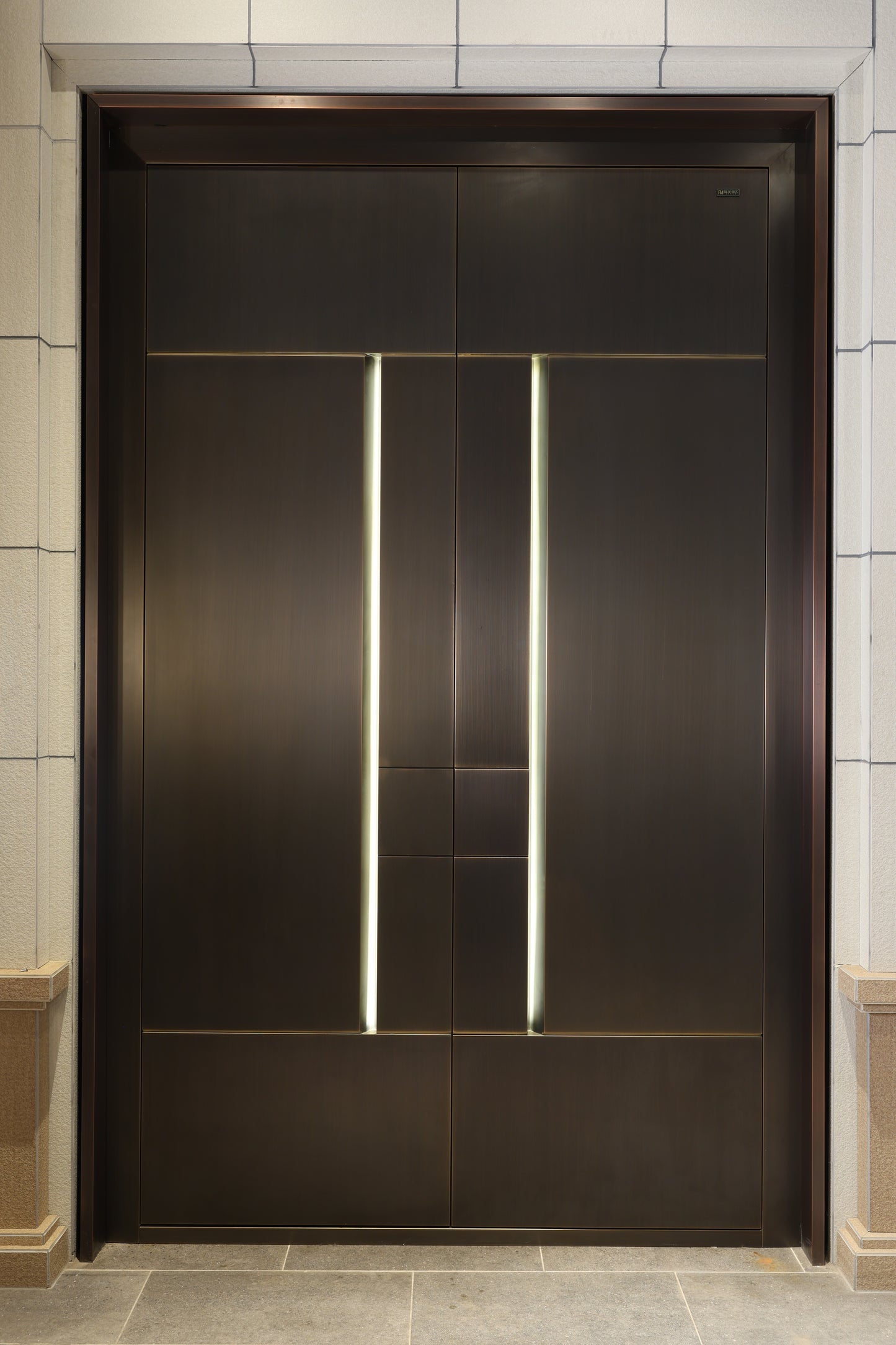 Exterior Doors Luxurious Copper Double Door with Art Deco for Villas Entry Door Simple Series