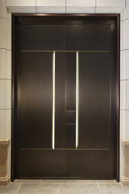 Exterior Doors Luxurious Copper Double Door with Art Deco for Villas Entry Door Simple Series