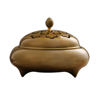 Brass flat tripod Handmade brass incense burner