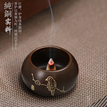 Yilan mini stove Handmade Household Copper incense burner for Stick or non-sticky Incense