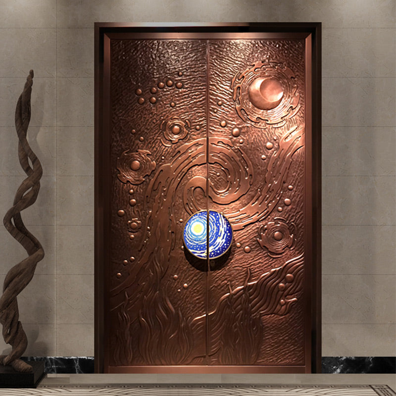 Exterior Doors Luxurious Copper Double Door with Art Deco for Villas Entry Door Spectacular nebula
