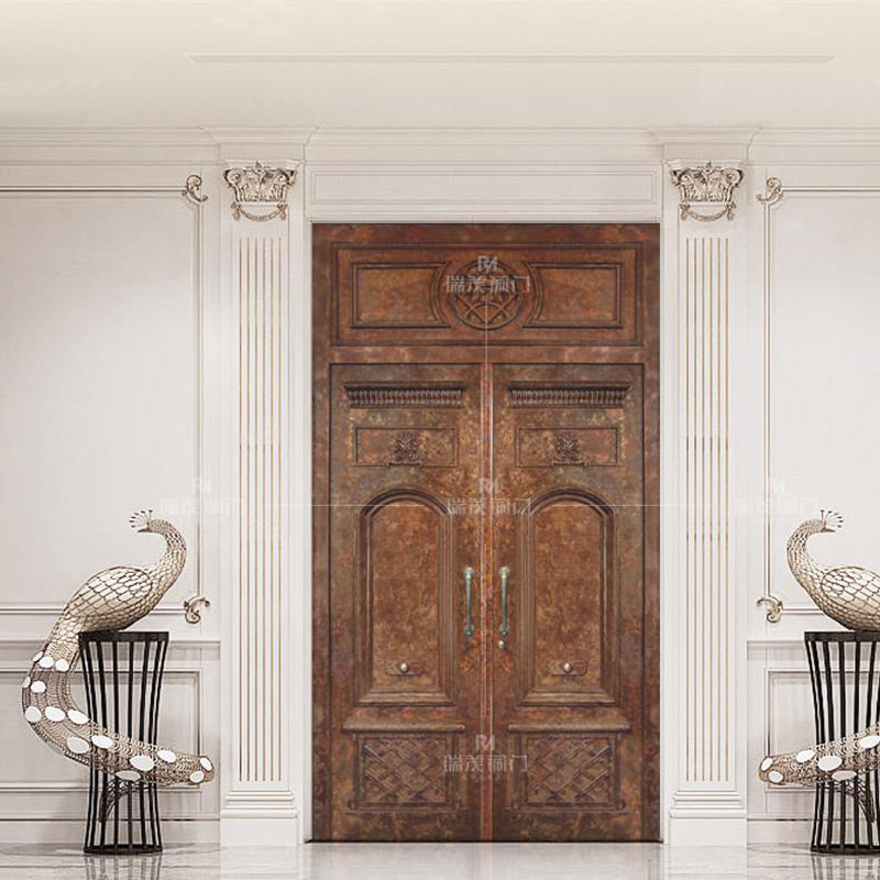 Exterior Doors Luxurious Copper Double Door with Art Deco for Villas Entry Door Better home