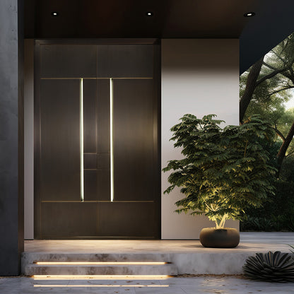 Exterior Doors Luxurious Copper Double Door with Art Deco for Villas Entry Door Simple Series