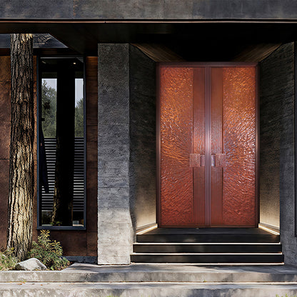 Exterior Doors Luxurious Copper Double Door with Art Deco for Villas Entry Door The morning glow is surging