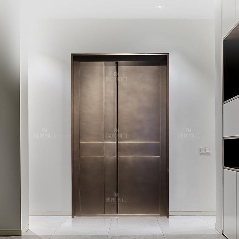 Exterior Doors Luxurious Copper Double Door with Art Deco for Villas Entry Door Summer light year