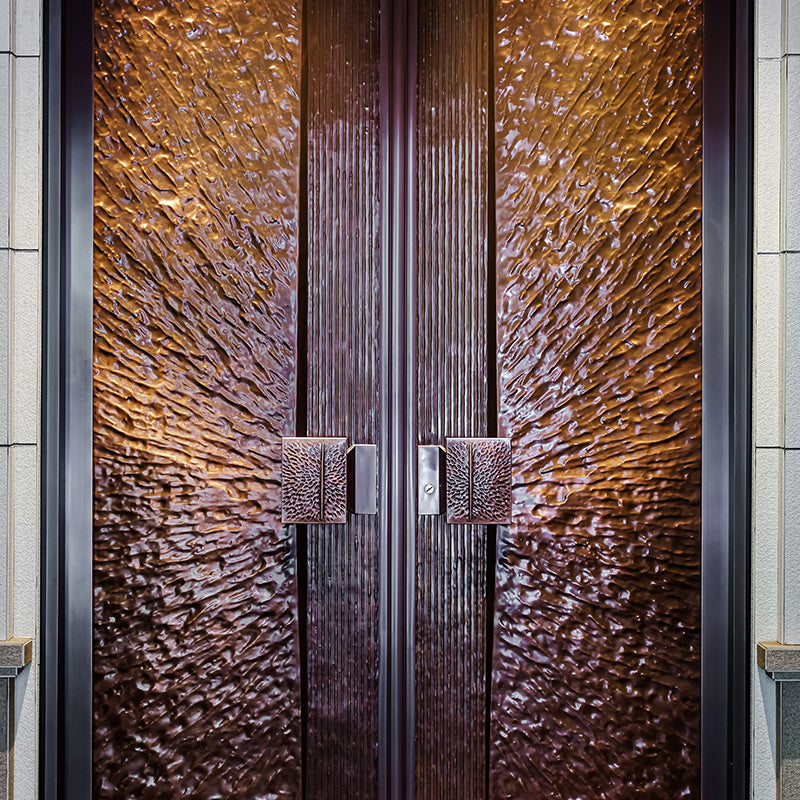 Exterior Doors Luxurious Copper Double Door with Art Deco for Villas Entry Door The morning glow is surging