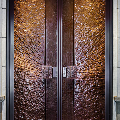 Exterior Doors Luxurious Copper Double Door with Art Deco for Villas Entry Door The morning glow is surging